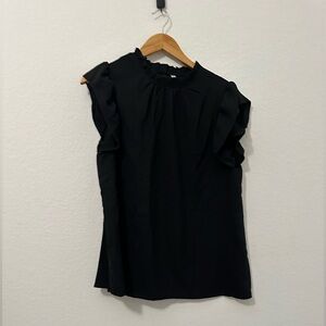 Chic Black Ruffle Sleeve Blouse